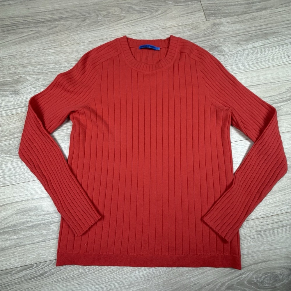 J. McLaughlin Red Merino Wool Cashmere Ribbed Crew Neck Sweater Women's Small